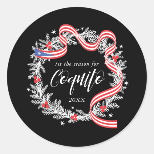 Coquito Christmas Wreath  Classic Round Sticker