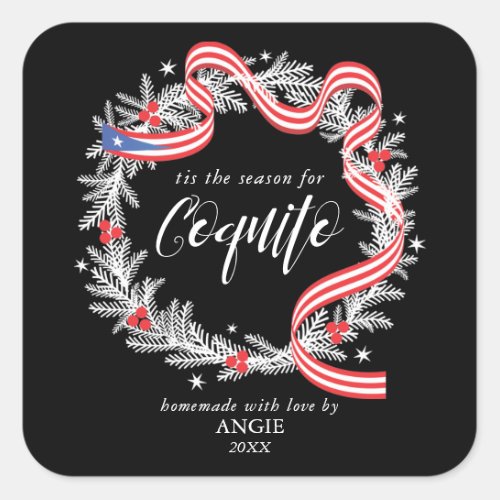 Coquito Christmas Wreath Square Sticker