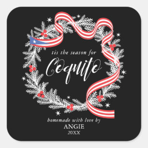 Coquito Christmas Wreath Square Sticker