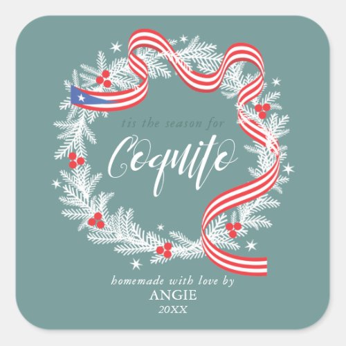 Coquito Christmas Wreath Wine Label