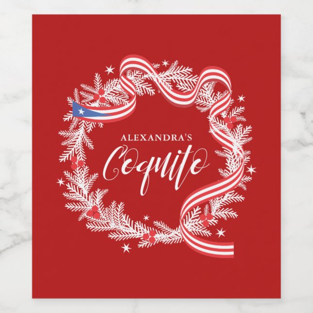 Coquito Christmas Wreath Wine Label (Single Label)