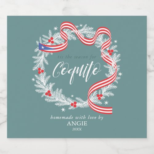 Coquito Christmas Wreath Wine Label