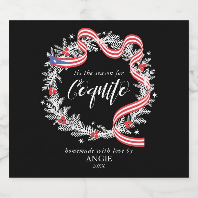 Coquito Christmas Wreath Wine Label (Single Label)