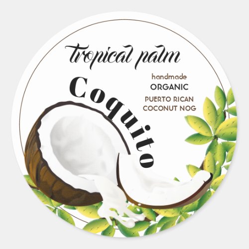 Coquito Coconut Classic Round Sticker