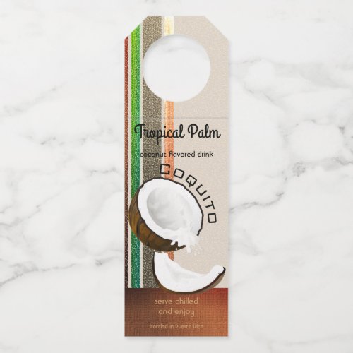 Coquito Coconut Fruit Drink Bottle Hanger Tag