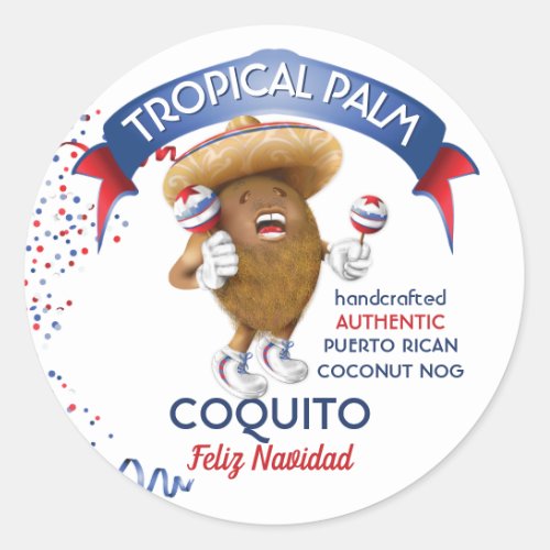 Coquito Coconut Maracas Classic Round Sticker