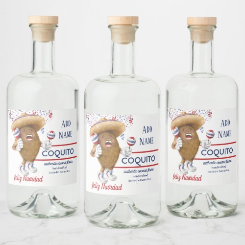 Coquito Coconut Maracas Liquor Bottle Label