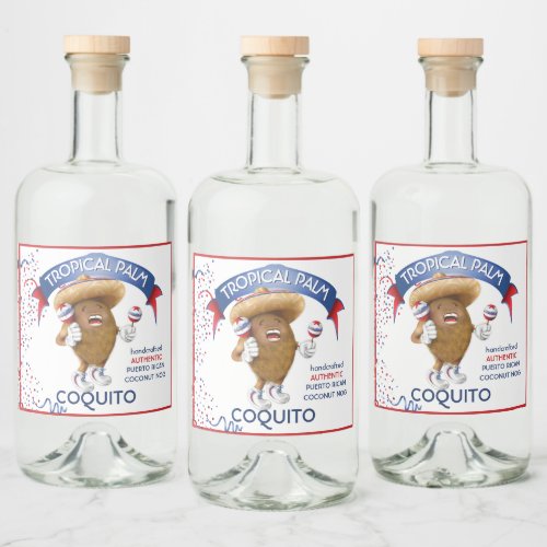 Coquito Coconut Maracas Liquor Bottle Label