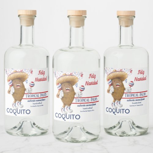 Coquito Coconut Maracas Liquor Bottle Label