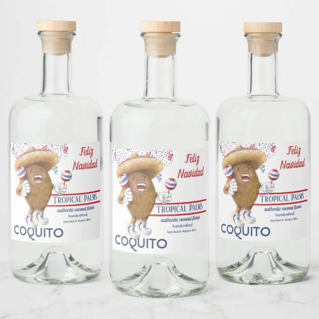 Coquito Coconut Maracas Liquor Bottle Label (Bottles)