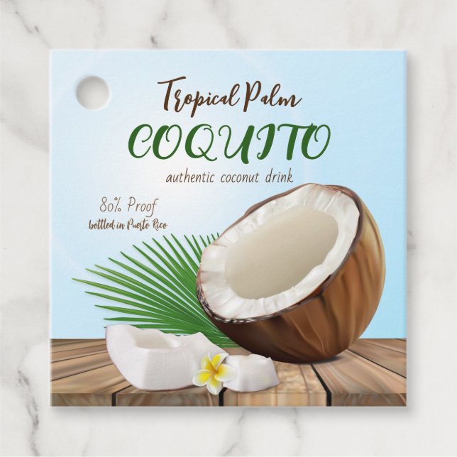 Coquito Coconut Tropical Favor Tags (Front)
