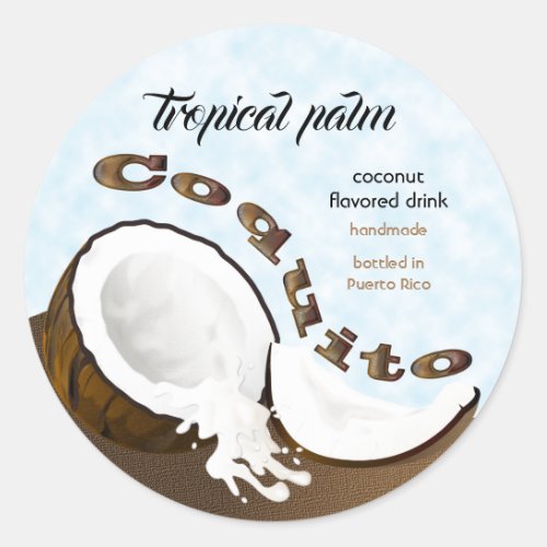 Coquito Coconut Tropical Fruit Classic Round Sticker