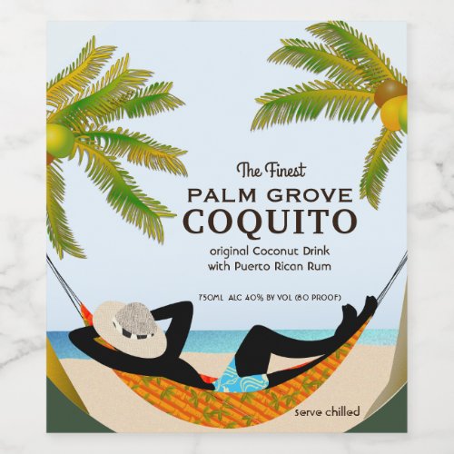 Coquito Coconut Tropical Fruit Drink Wine Label