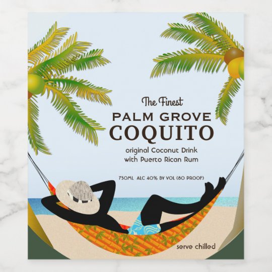 Coquito Coconut Tropical Fruit Drink Wine Label | Zazzle.com