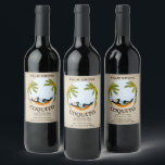 Coquito Coconut Tropical Fruit Drink Wine Label<br><div class="desc">Man in Hammock under Coconut Palms.
The "Customize Further",  button will aid you in any changes in regards to font style,  color,  text or graphic placement.</div>