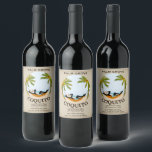 Coquito Coconut Tropical Fruit Drink Wine Label<br><div class="desc">Man in Hammock under Coconut Palms.
The "Customize Further",  button will aid you in any changes in regards to font style,  color,  text or graphic placement.</div>