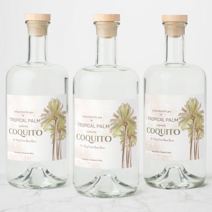 Coquito Coconut Tropical Fruit Liquor Bottle Label