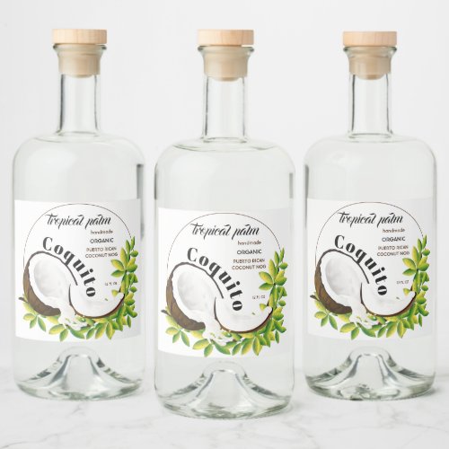 Coquito Coconut Tropical Fruit Liquor Bottle Label