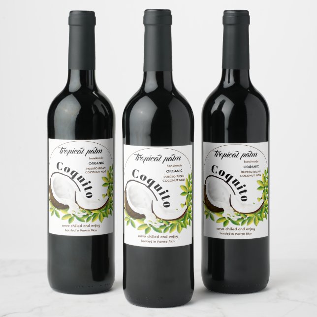 Coquito Coconut Tropical Fruit Wine Label (Bottles)