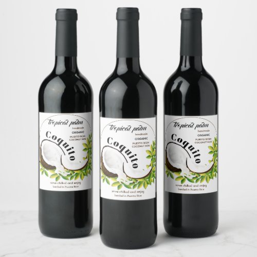 Coquito Coconut Tropical Fruit Wine Label