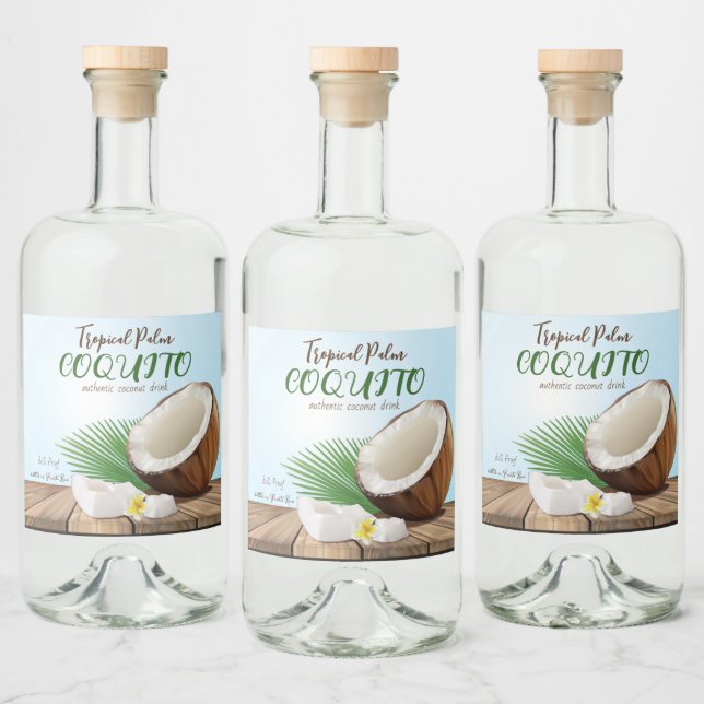 Coquito Coconut Tropical Liquor Bottle Label (Bottles)