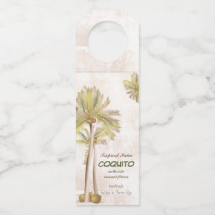 Coquito Coconut Tropical Palm Bottle Hanger Tag