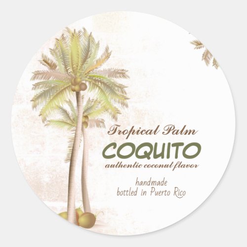 Coquito Coconut Tropical Palm Classic Round Sticker