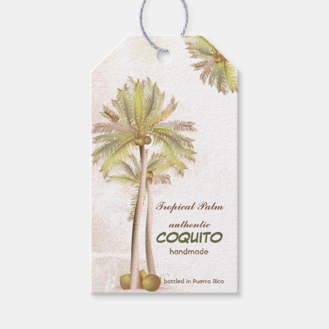 Coquito Coconut Tropical Palm Gift Tags (Front)