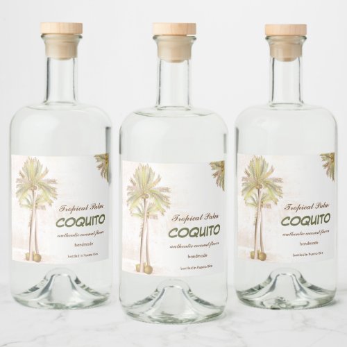 Coquito Coconut Tropical Palm Liquor Bottle Label