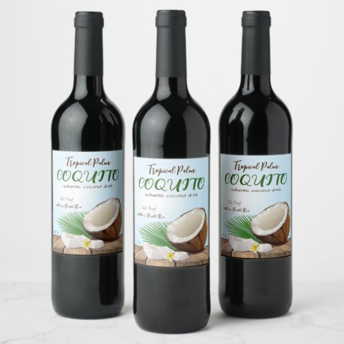 Coquito Coconut Tropical Wine Label