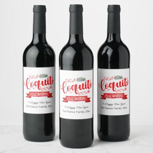 Coquito Feliz Navidad Red Banner Bottle Label