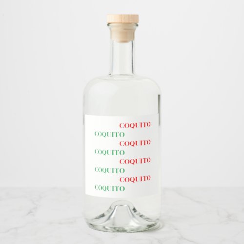 Coquito Green and Red Liquor Bottle Label