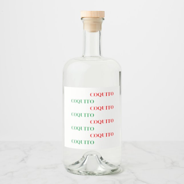 Coquito Green and Red Liquor Bottle Label (Front)
