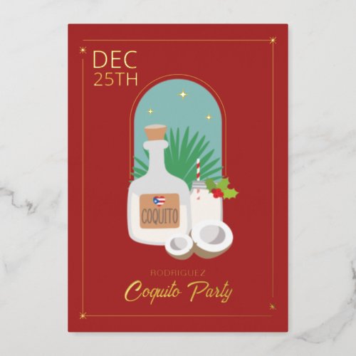 Coquito Holiday Party Foil Invitation