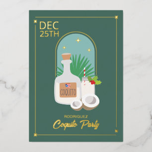 Coquito Holiday Party Foil Invitation
