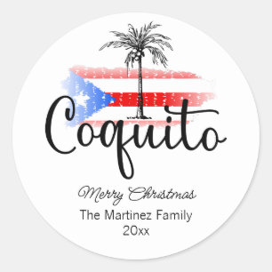 Coquito Merry Christmas Flag Palm Tree Sticker
