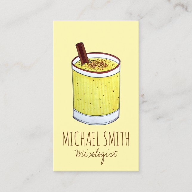 Coquito Puerto Rican Eggnog Bartender Mixologist Business Card (Front)