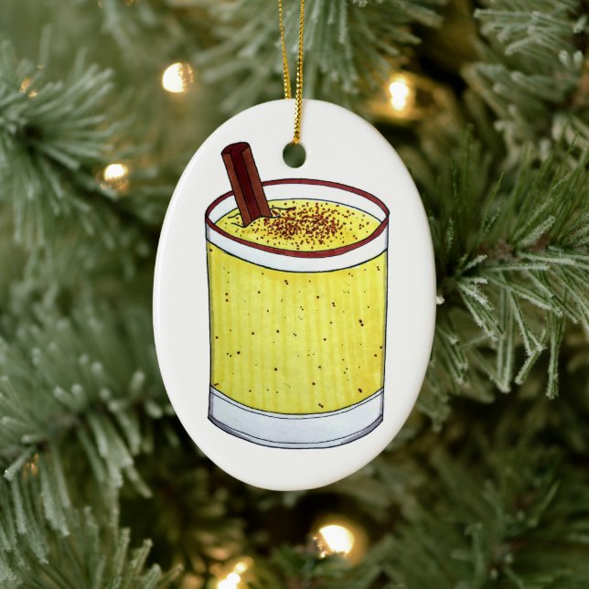 Coquito Puerto Rican Eggnog Drink Merry Christmas Ceramic Ornament (Tree)