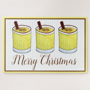 Coquito Puerto Rican Eggnog Drink Merry Christmas Jigsaw Puzzle