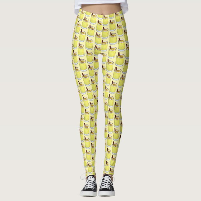 Coquito Puerto Rican Eggnog Rum Christmas Drink Leggings (Front)