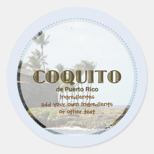 Coquito Puertorriqueno Blue Classic Round Sticker