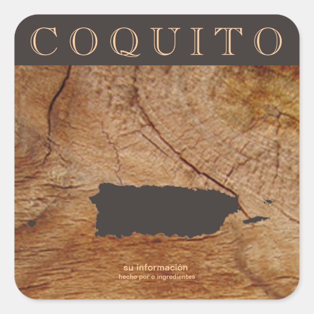 Coquito Puertorriqueno Mapa Square Sticker (Front)