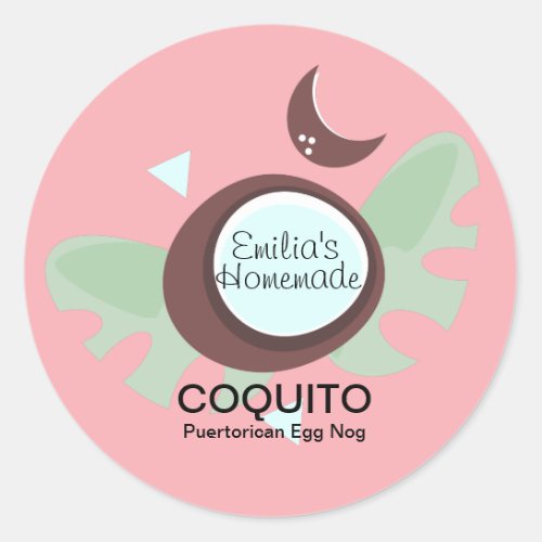 Coquito Recipe Drink Coconut Egg Nog Classic Round Sticker