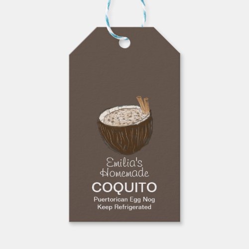 Coquito Recipe Drink Coconut Egg Nog  Gift Tags