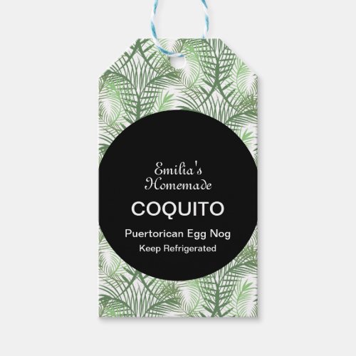 Coquito Recipe Drink Coconut Egg Nog Palm Gift Tags