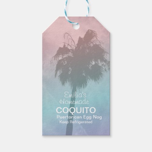 Coquito Recipe Drink Coconut Egg Nog Palm Tree Gift Tags
