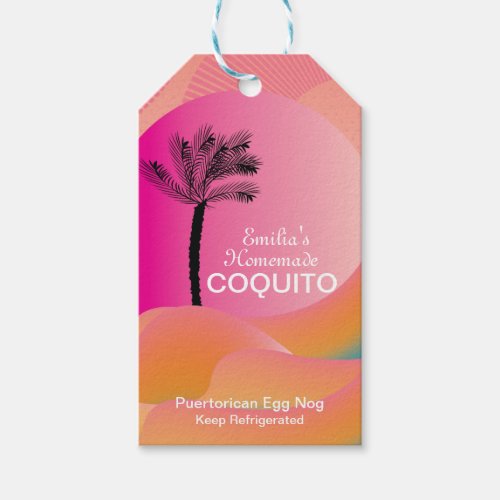 Coquito Recipe Drink Coconut Egg Nog Pink  Gift Tags