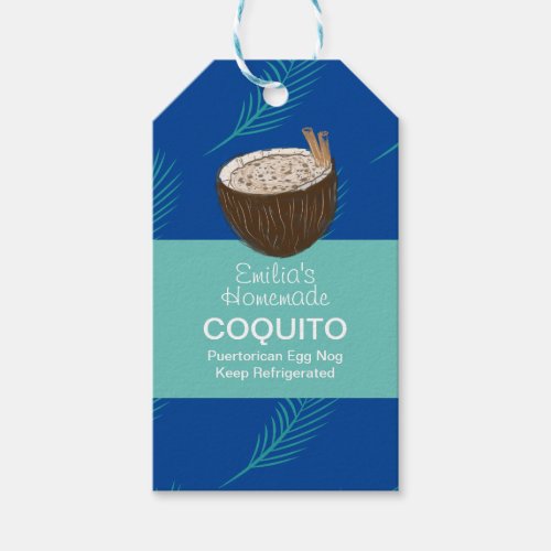 Coquito Recipe Drink Palm Leaf Coconut Egg Nog  Gift Tags