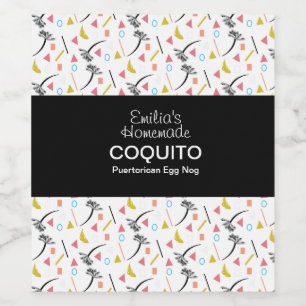 Coquito Recipe Drink Palm Trees Modern Egg Nog Wine Label