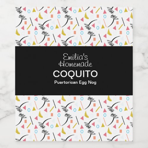 Coquito Recipe Drink Palm Trees Modern Egg Nog Wine Label
